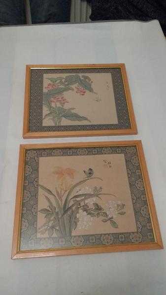 Japanese Watercolour pictures in excellent condition.