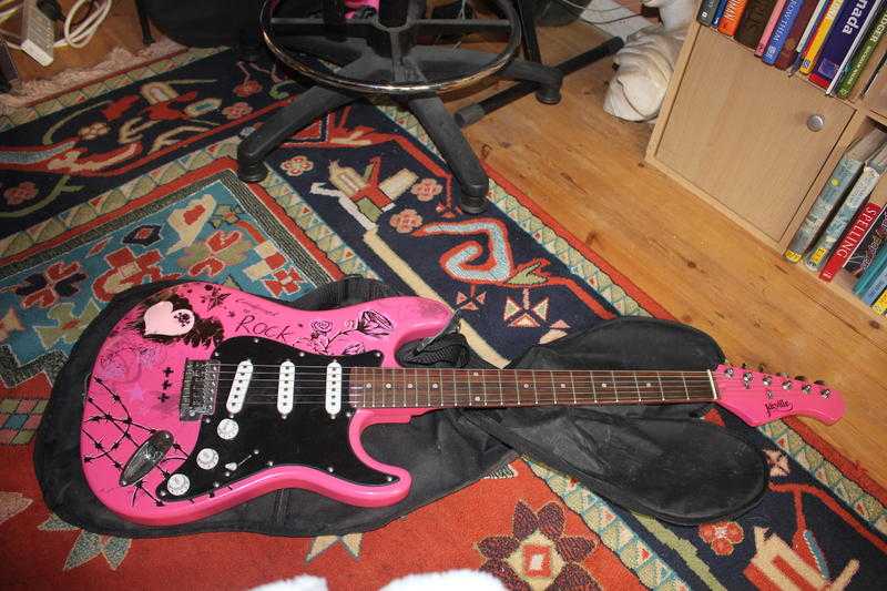 Jaxville Pink Punk electric guitar