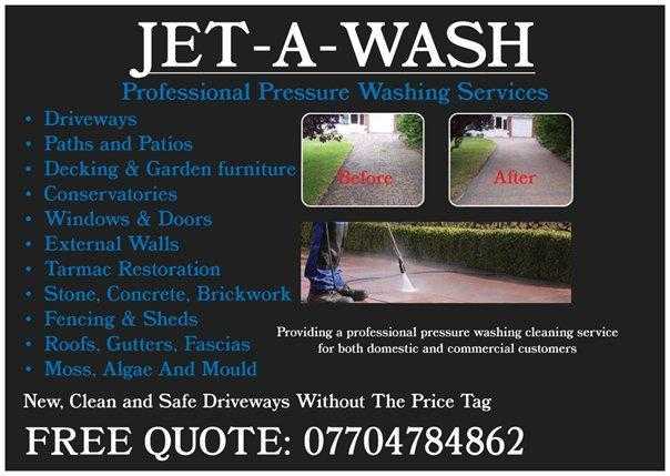 JET-A-WASH Professional Pressure Washing Services FOR YOUR DRIVEWAYS, PATIOS AND PATHS