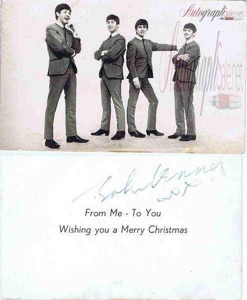 John Lennon The Beatles Autographed Christmas Card