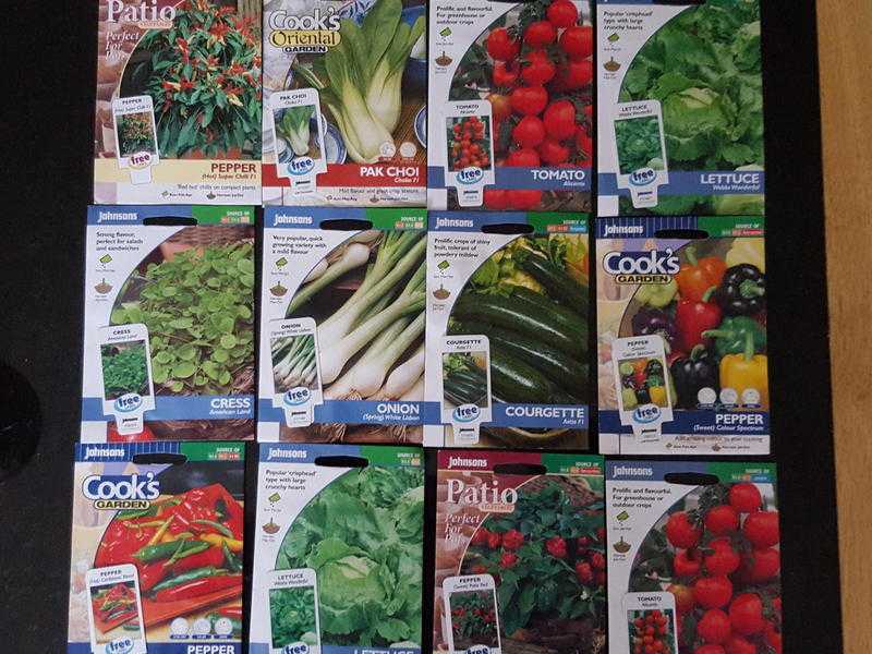 Johnsons Vegetable Seeds sow by 2017 all 50p per pack or 1.40 posted