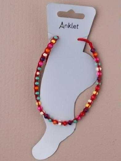 JTY011 - Red wooden beaded anklet in an assortment of colours
