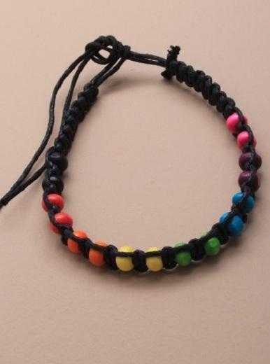 JTY037 - Bright coloured bead and cord friendship bracelet