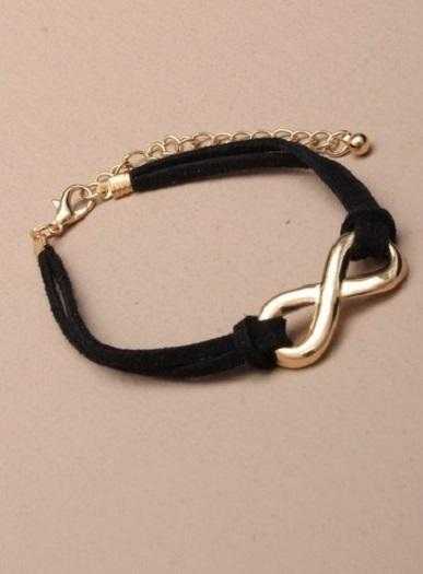 JTY093 - Infinity charm corded bracelet. In black