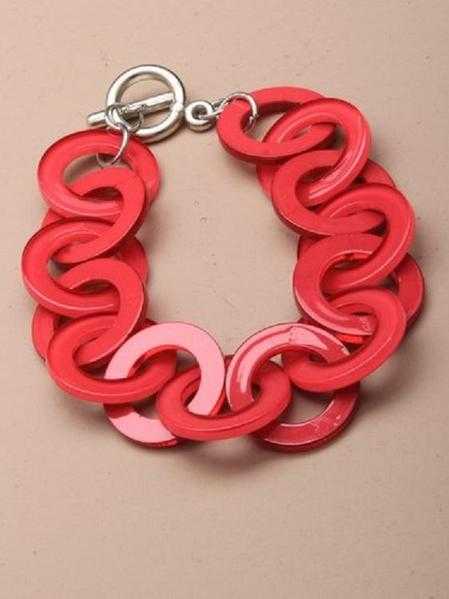 JTY125A - Brightly coloured entwined plastic rings bracelet - Pink