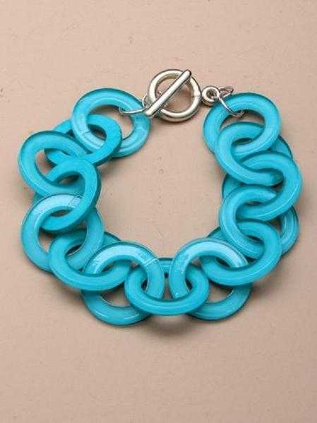 JTY125B - Brightly coloured entwined plastic rings bracelet - Blue