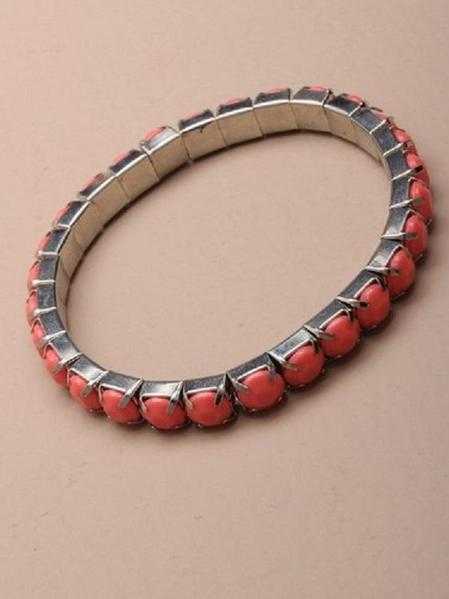 JTY128A - Pastel coloured opaque stone stretch bracelet. Pink