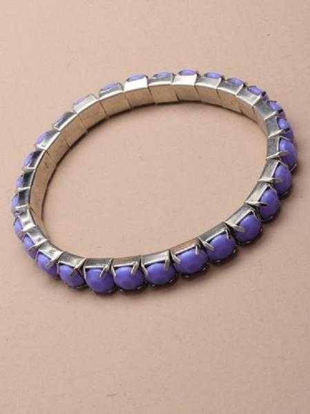 JTY128B - Pastel coloured opaque stone stretch bracelet. Purple