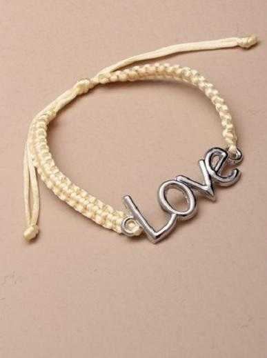 JTY132 - Coloured cord friendship bracelet with Love charm