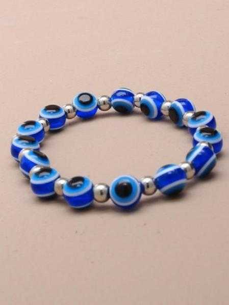 JTY155A - Eye bead stretch bracelet. Dark blue