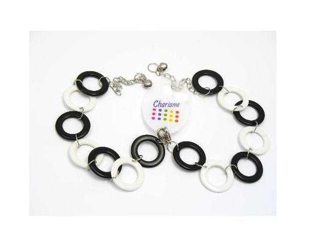 JTY181 - Pair of black amp white hooped bracelets