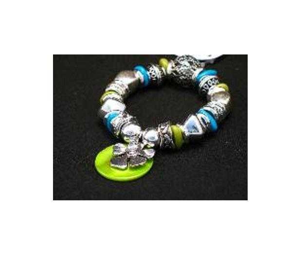 JTY189 - Lime coloured stretch beaded bracelet