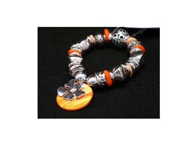 JTY190 - Orange coloured stretch beaded bracelet
