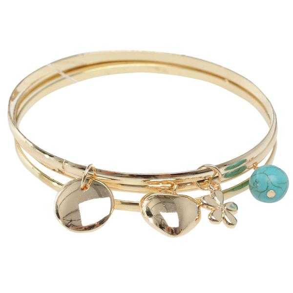 JTY191 - Gold coloured bangle set with Charms