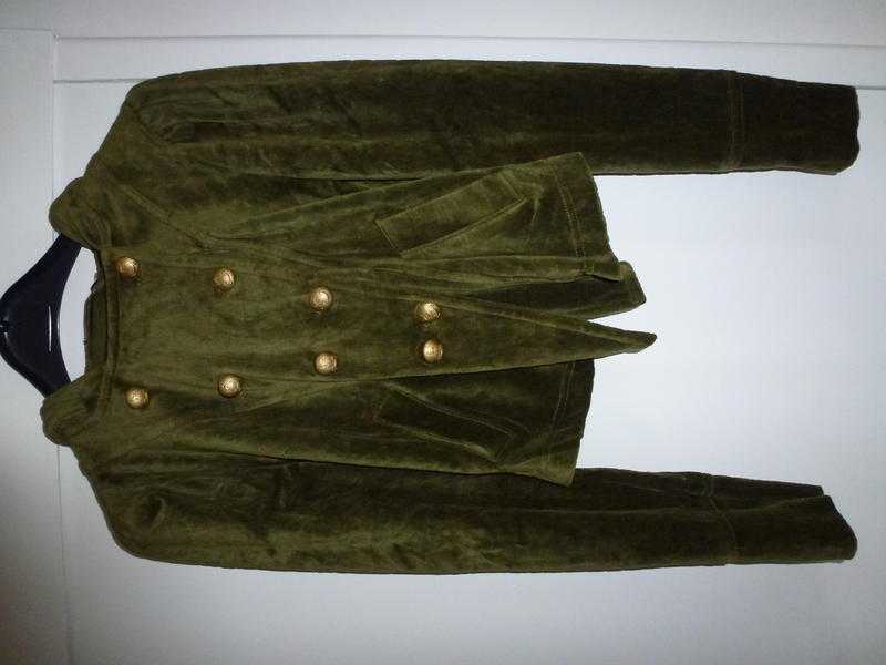 JUICY COUTURE OLIVEKHAKI GREEN VELOUR MILITARY STYLE JACKET HOODED