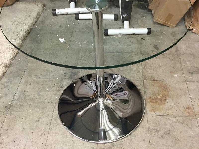 JULIAN BOWEN KUDOS CHROME amp GLASS PEDESTAL DINING TABLE