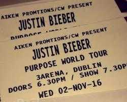 JUSTIN BIEBER DUBLIN EVENT 2 FOR THE PRICE OF 1 justin bieber tickets dublin 3arena x2 tickets