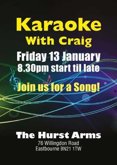 Karaoke with Craig at the Hurst Arms Pub in Eastbourne