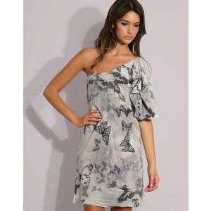 Karen Millen Silk Butterfly One Shoulder Dress 8 (UK)