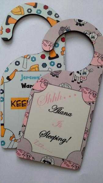 Kids039 Door Hangers - Personalise with a NAME - MDF High Gloss Finish, Girls or Boys