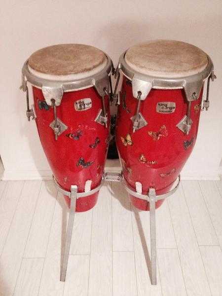 King Conga Percussion Fibreglass Congas with stand