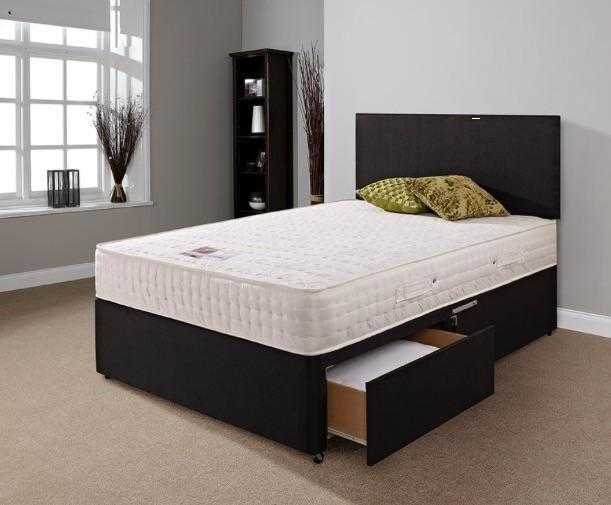 King size divan bed with twoo drawer black fabrick