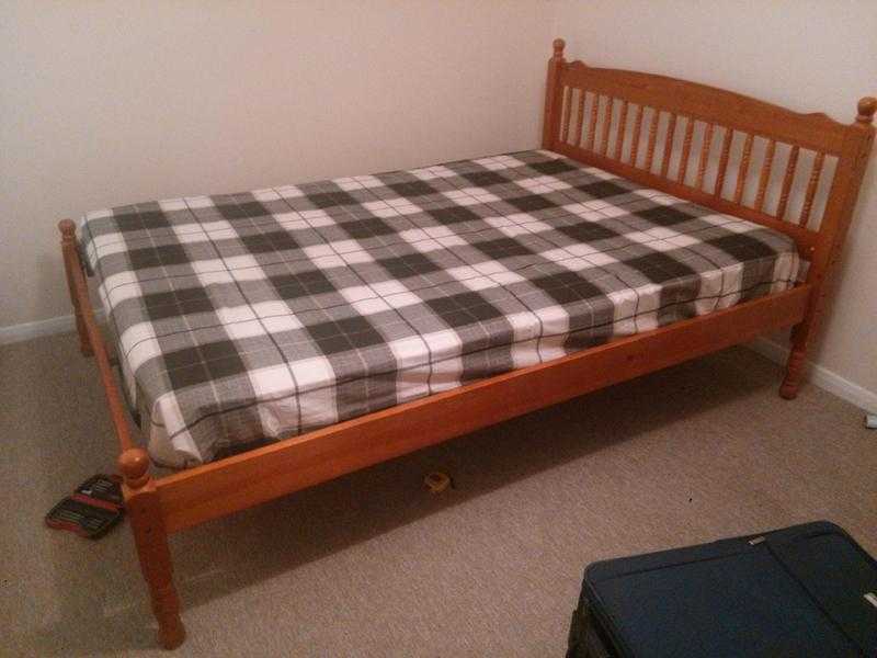 King size pine bed frame and comfy mattress