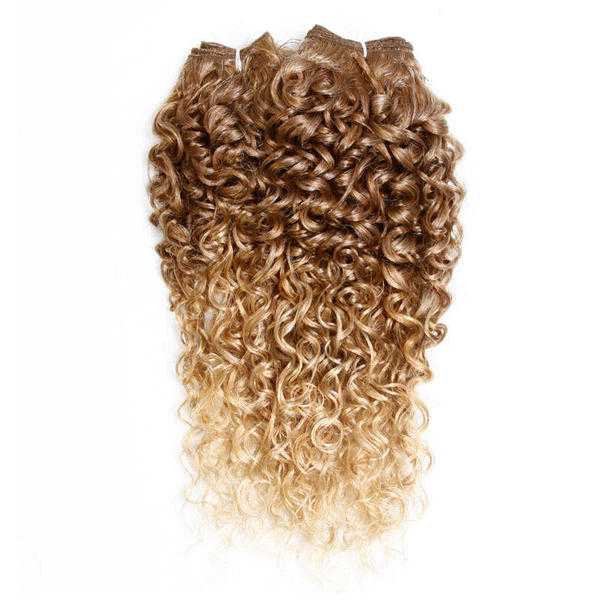 Kinky Curly Afro Hair Extensions Weave - 22quot - Natural Blonde to Light Blonde Om