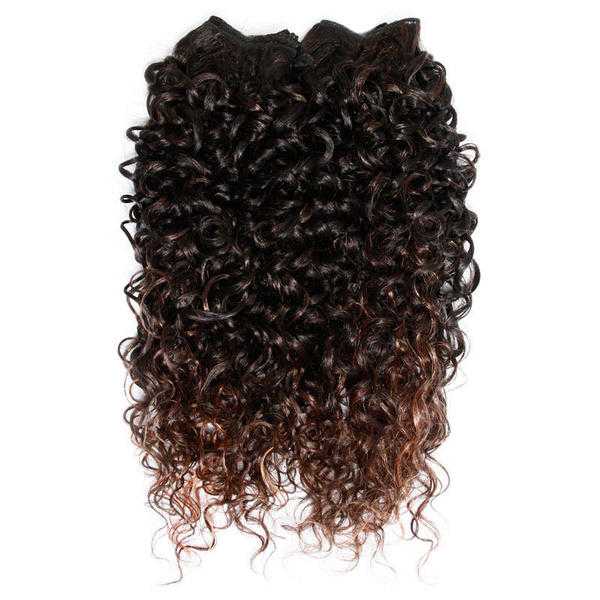 Kinky Curly Afro Hair Extensions Weave On Weft - 22quot - Off Black and Auburn at kode-store on ebay