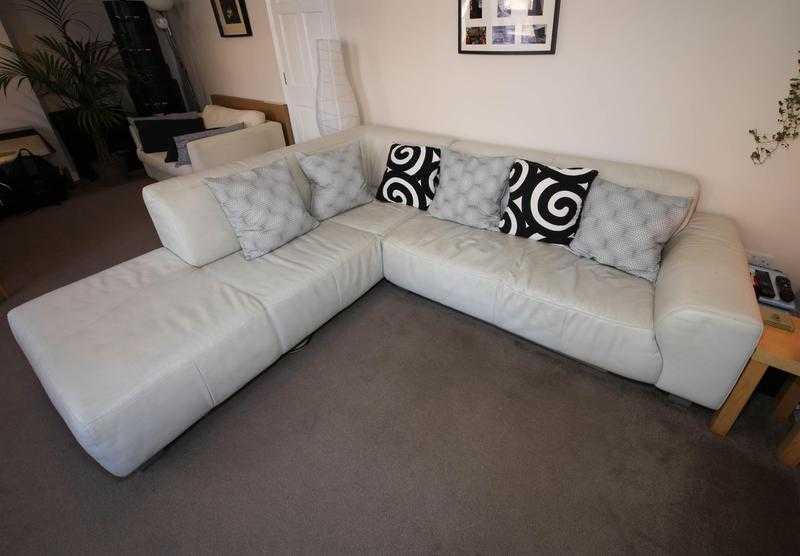 L-Shape (right) leather 34 seater sofa (off white colour)