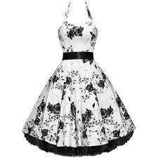 Ladies 50039s Vintage Style White Floral HNeck Jive Prom Swing Dress - Size 12