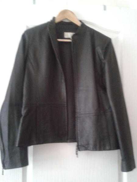 Ladies black leather coat