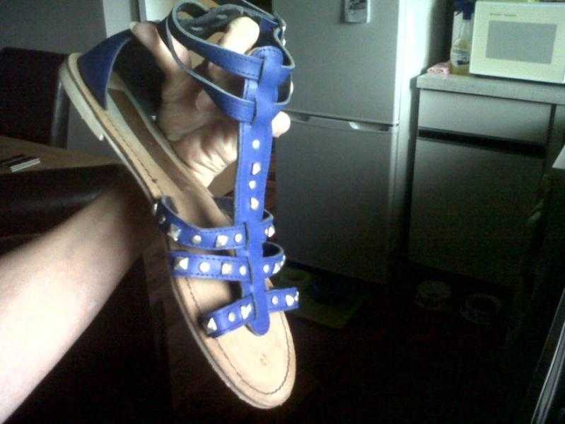 Ladies blue leather sandals.