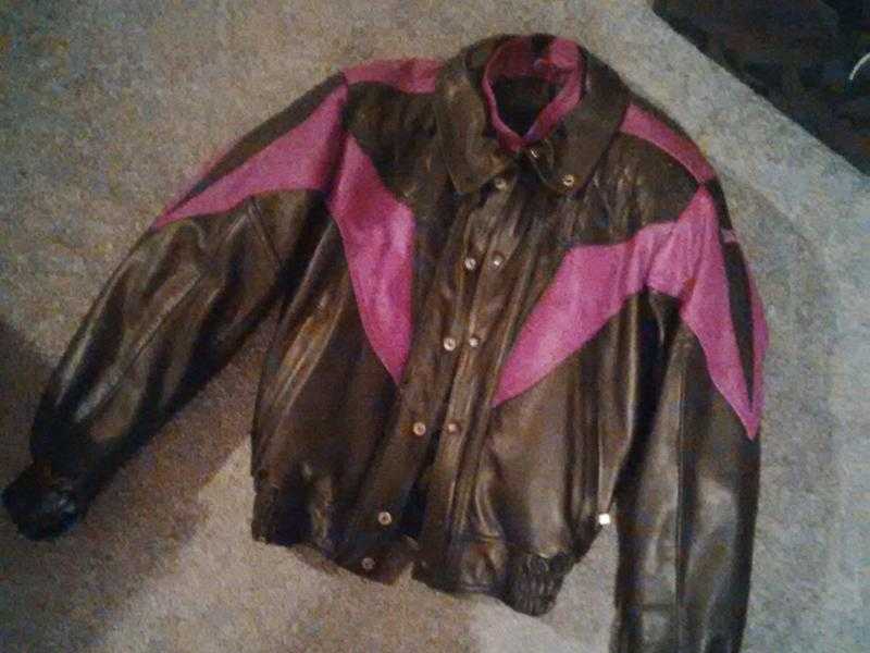 Ladies leather motorcycle jacket