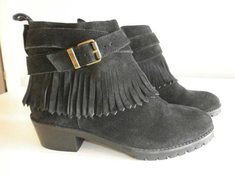 Ladies Mantaray black suede ankle boots - size 5