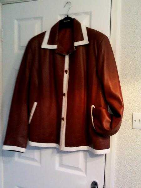 Ladies red leather jacket