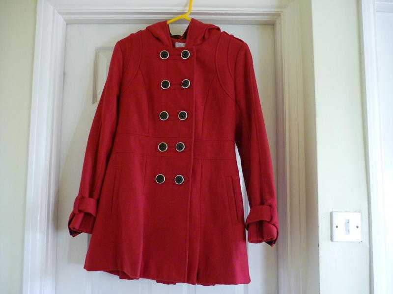 Ladies red military style coat size 14