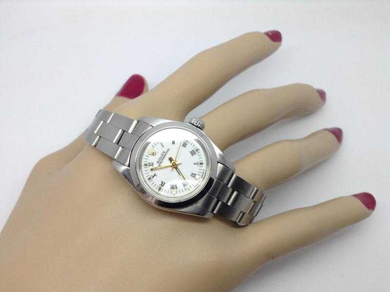 LADIES ROLEX OYSTER PERPETUAL 76030 STAINLESS STEEL OYSTER BRACELET WHITE DIAL WITH ROMAN NUMERALS