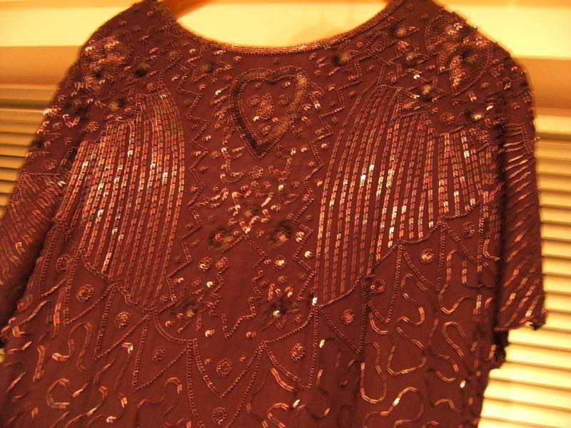 Ladies special occasion party dress, size 18, dark purple, heavily beaded