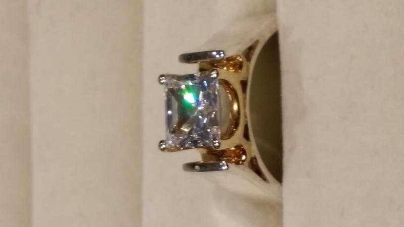Ladies Sterling Silver amp Gold Plated CZ Ring - New