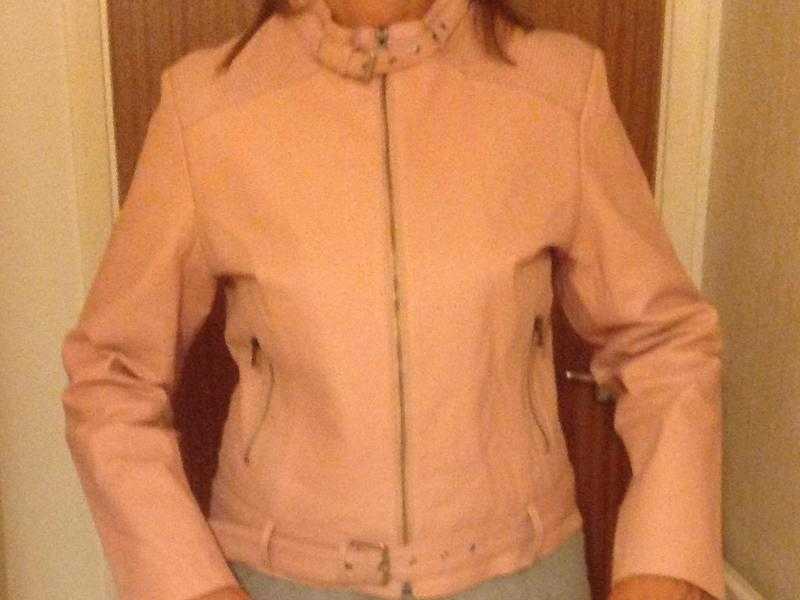 Lady039s Pink Leather Biker Jacket