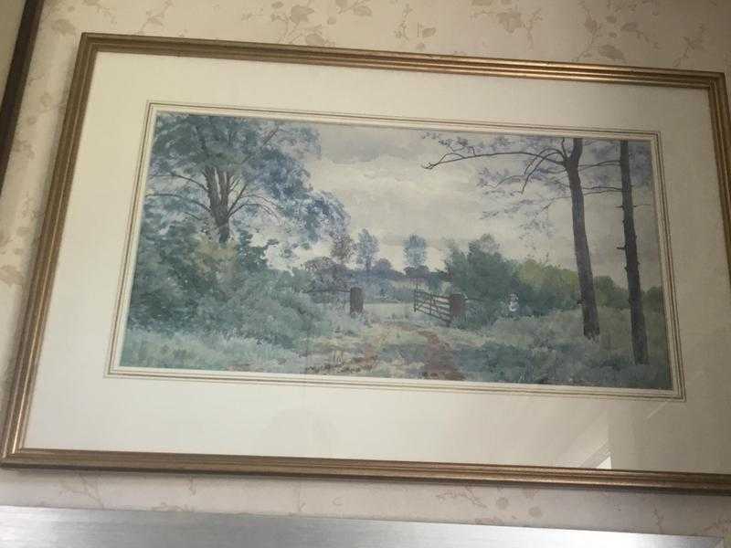 Landscape signed RW Frazer watercolour 16in 24in 1881 stoke by Clare