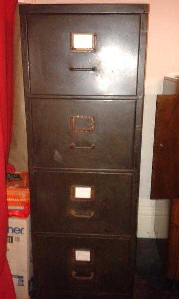 Large Antique Metal Filing Cabinet