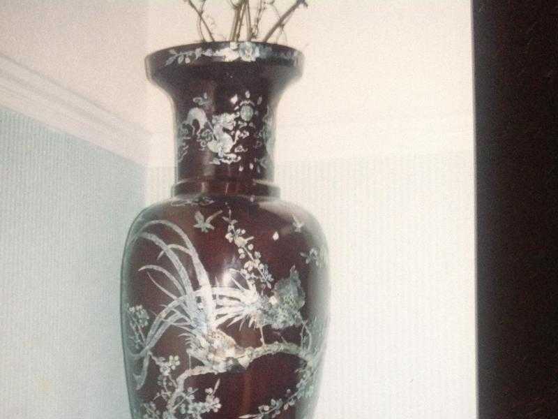 Large Antique Oriental Vase and Stand