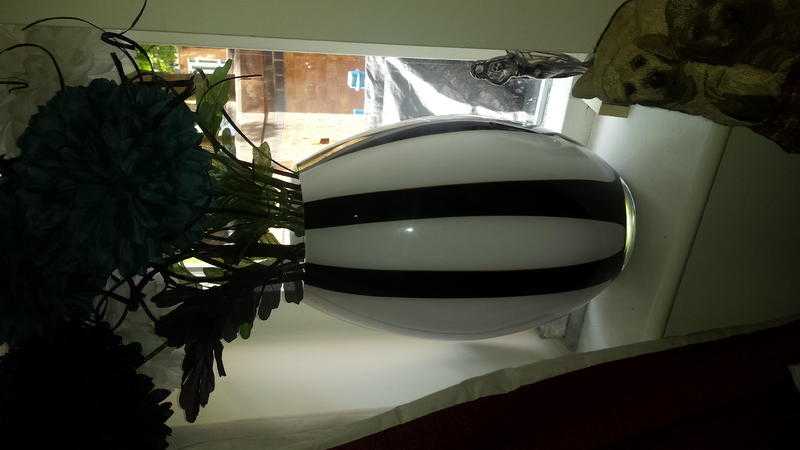 Large black amp white stripy vase