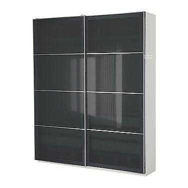 Large black Ikea PAX wardrobe and single mirror wardrobe