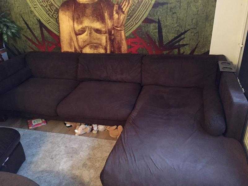 Large brown corner sofa