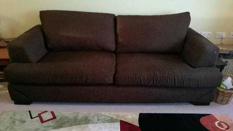 Large brown fabric sofa