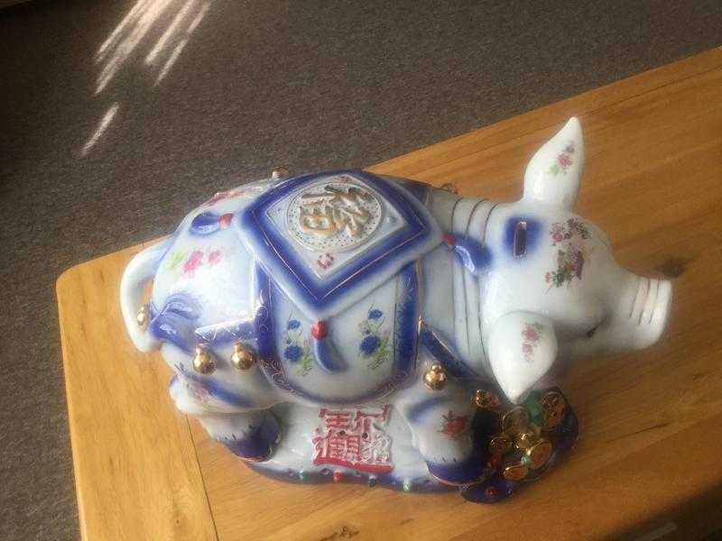 Large ceramic Chinese Pig Money Bank. in Telford