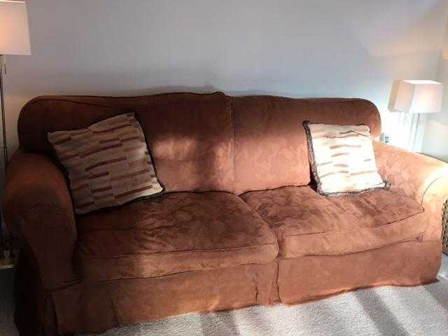 Large Chocolate Brown Sofa, removable  covers, fire resistant, 2 cushions